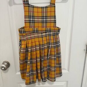 Yellow Plaid Pinafore Dress